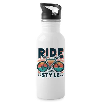 Ride with Style Bicycle Design - Water bottle with straw - white - Right