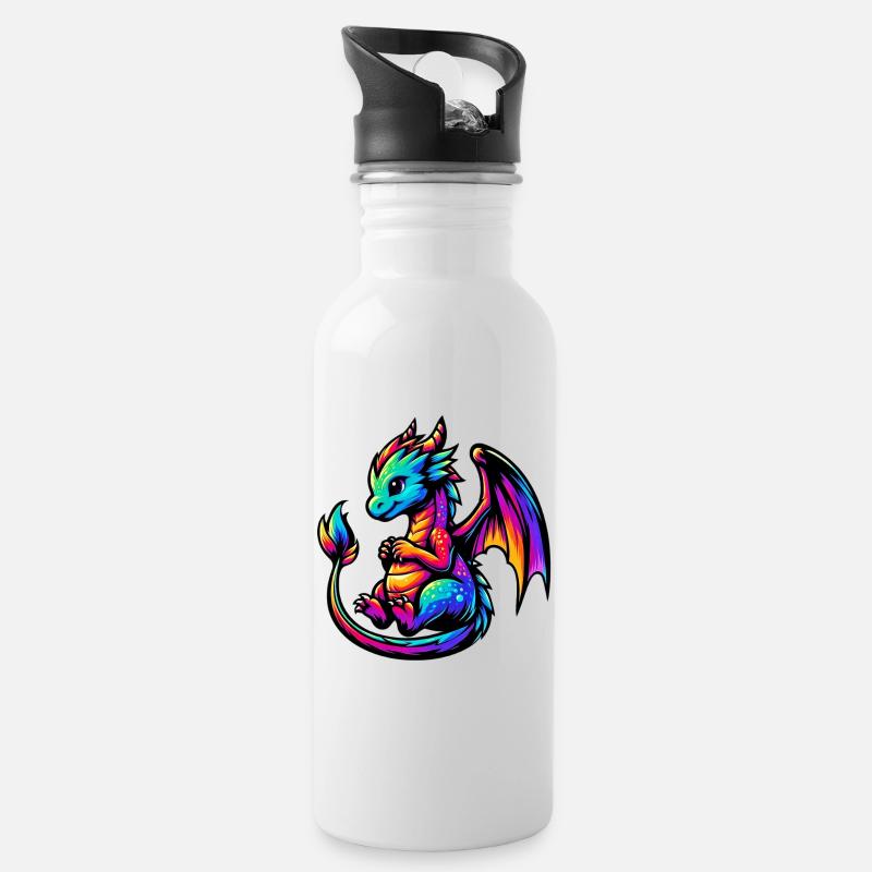 Baby-Drache - Trinkflasche mit integriertem Trinkhalm - Weiß