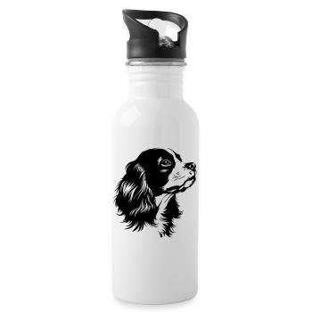 Cavalier King Charles Spaniel - Water bottle with straw - white - Right