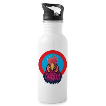 Crazy rooster! - Water bottle with straw - white - Right