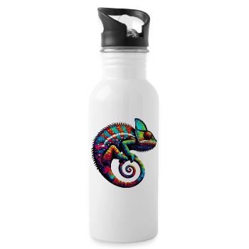 Chamäleon - Trinkflasche mit integriertem Trinkhalm - Weiß - Rechts