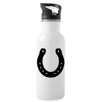Fer à cheval Cheval Bonne Chance Symbole Couleur de surface - Gourde avec paille intégrée - blanc - Droite