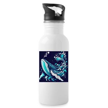 Baleine - Gourde avec paille intégrée - blanc - Droite