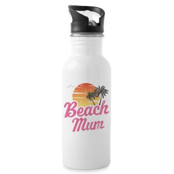Beach Mum - Water bottle with straw - white - Right