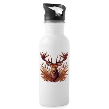 Hirsch - Trinkflasche mit integriertem Trinkhalm - Weiß - Rechts