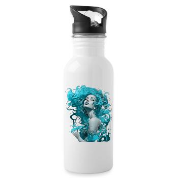Belle femme peinture art visage femme colorée - Gourde avec paille intégrée - blanc - Droite