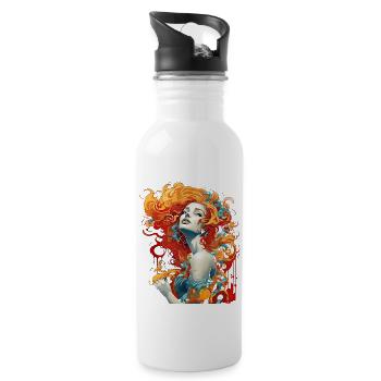 Schöne weibliche Malkunst Gesicht bunte Frau - Trinkflasche mit integriertem Trinkhalm - Weiß - Rechts