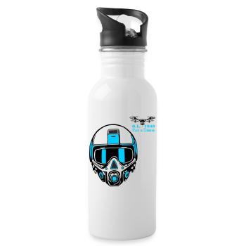 Drohnenpilot 2 - Trinkflasche mit integriertem Trinkhalm - Weiß - Rechts