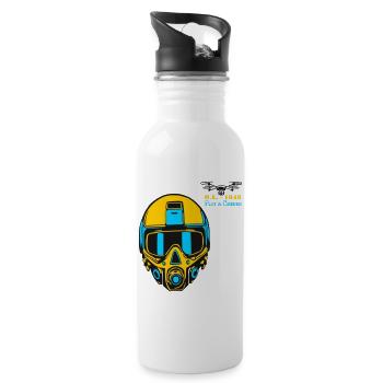 Drohnenpilot - Trinkflasche mit integriertem Trinkhalm - Weiß - Rechts