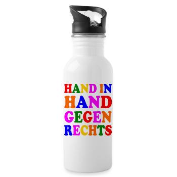 Gegen rechts - Trinkflasche mit integriertem Trinkhalm - Weiß - Rechts