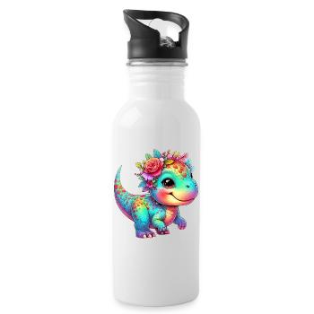 Dinosaure - Gourde avec paille intégrée - blanc - Droite