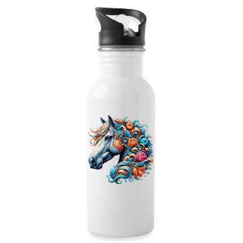 Cheval - Gourde avec paille intégrée - blanc - Droite