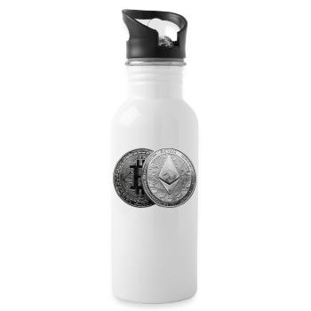 Krypto-Symbole Shirts - Trinkflasche mit integriertem Trinkhalm - Weiß - Rechts