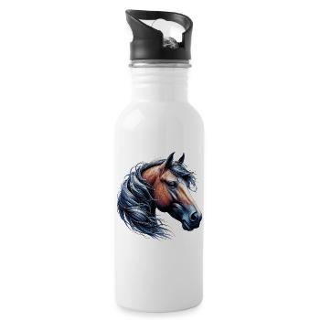 Pferd - Trinkflasche mit integriertem Trinkhalm - Weiß - Rechts