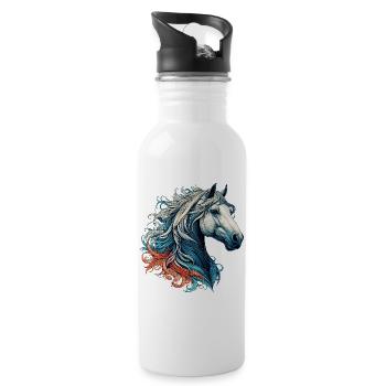 Cheval - Gourde avec paille intégrée - blanc - Droite