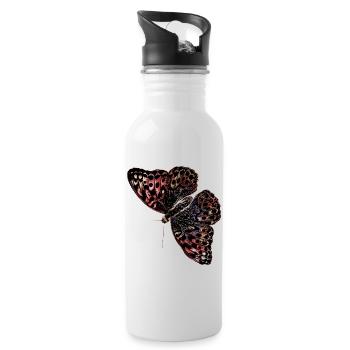 Colorful Butterfly Watercolor - Water bottle with straw - white - Right