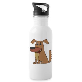 Dog Funny - Water bottle with straw - white - Right