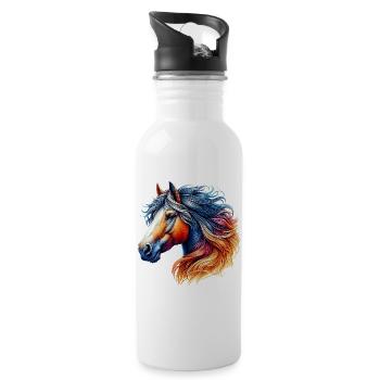 Cheval - Gourde avec paille intégrée - blanc - Droite