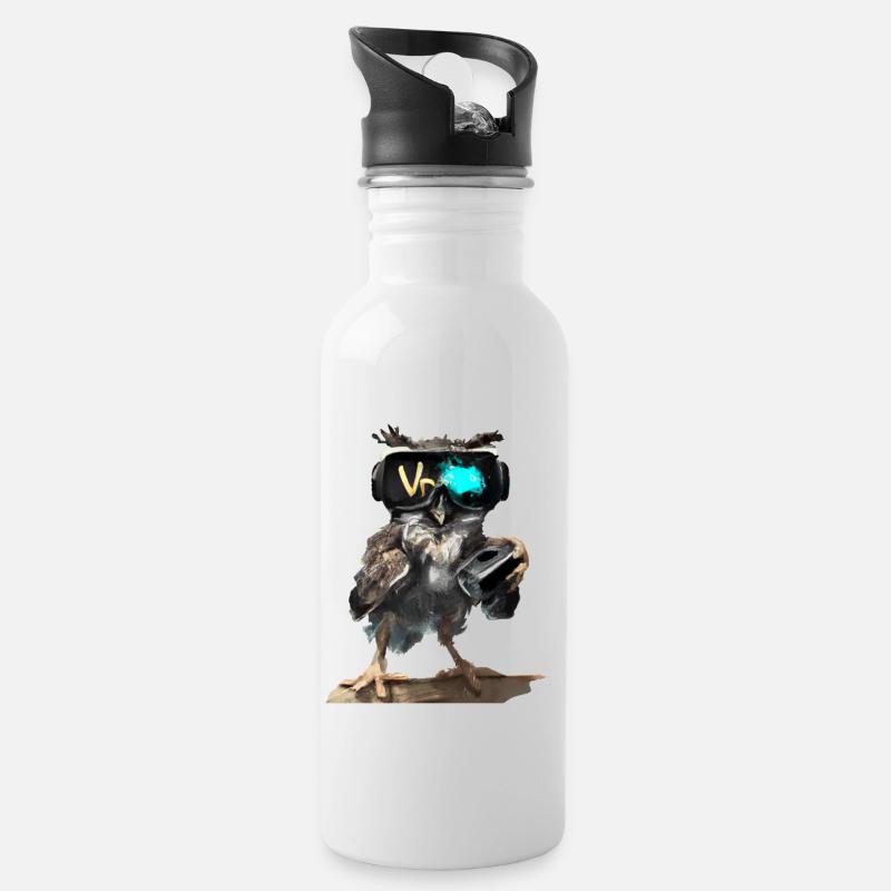 Owl_ 04 - Gourde avec paille intégrée - blanc