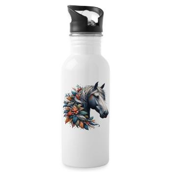 Cheval - Gourde avec paille intégrée - blanc - Droite