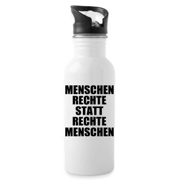 menschenrechte statt rechte menschen - Trinkflasche mit integriertem Trinkhalm - Weiß - Rechts