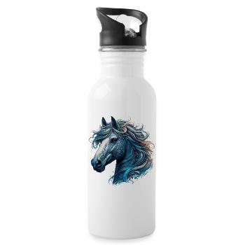 Pferd - Trinkflasche mit integriertem Trinkhalm - Weiß - Rechts