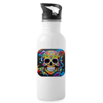 Dia de los Muertos Skull - Water bottle with straw - white - Right