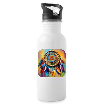 Spiritueller Traumfänger - Trinkflasche mit integriertem Trinkhalm - Weiß - Rechts