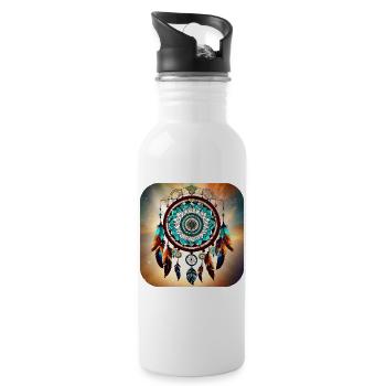 Spiritueller Traumfänger - Trinkflasche mit integriertem Trinkhalm - Weiß - Rechts
