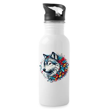 Loup - Gourde avec paille intégrée - blanc - Droite