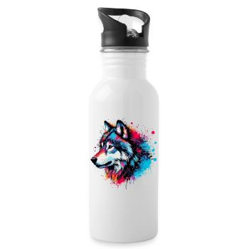Wolf - Water bottle with straw - white - Right