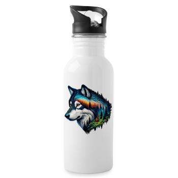 Wolf - Trinkflasche mit integriertem Trinkhalm - Weiß - Rechts