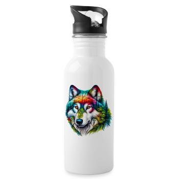 Loup - Gourde avec paille intégrée - blanc - Droite