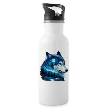 Loup - Gourde avec paille intégrée - blanc - Droite