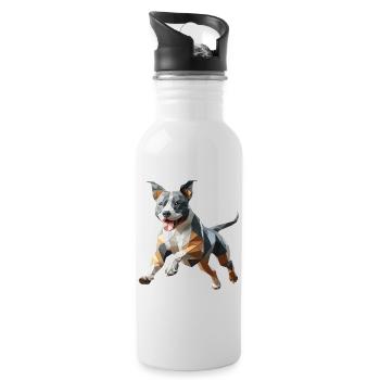 Staffy Origami 3D geometrischer Hund - Trinkflasche mit integriertem Trinkhalm - Weiß - Rechts