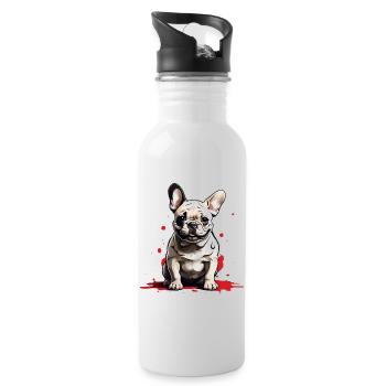 CHIEN BOULEDOGUE FRANÇAIS - Gourde avec paille intégrée - blanc - Droite