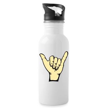 Surfen Symbol Hand - Trinkflasche mit integriertem Trinkhalm - Weiß - Rechts