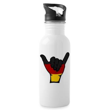 Deutschland Flagge Surfing Symbol - Trinkflasche mit integriertem Trinkhalm - Weiß - Rechts