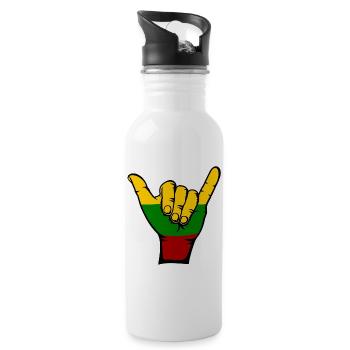 Litauen Flagge Surfing Symbol - Trinkflasche mit integriertem Trinkhalm - Weiß - Rechts