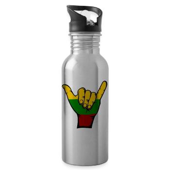 Lithuania Flag Surfing Icon - Water bottle with straw - silver - Right