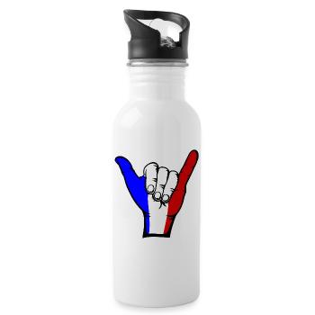 Frankreich Flagge Surfing Symbol - Trinkflasche mit integriertem Trinkhalm - Weiß - Rechts