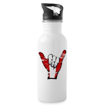 Peru Flagge Surfing Symbol used - Trinkflasche mit integriertem Trinkhalm - Weiß - Rechts