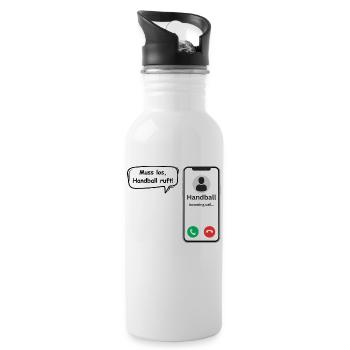 Handball Calls - Sport Saying - ApriNoeScor - Water bottle with straw - white - Right