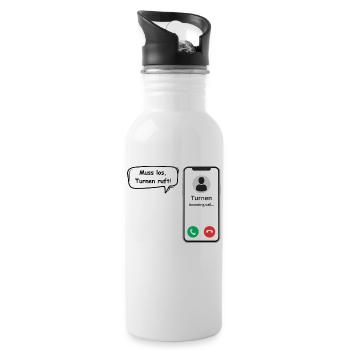 Gymnastics Calls - Sports Saying - ApriNoeScor - Water bottle with straw - white - Right