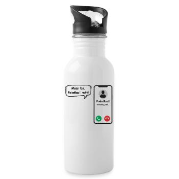 Paintball Calls - Sports Saying - ApriNoeScor - Water bottle with straw - white - Right