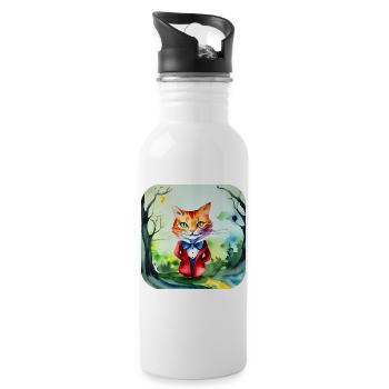 Chat fou mignon - Gourde avec paille intégrée - blanc - Droite