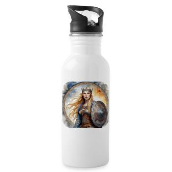 Coole stolze Wikingerin Germanin Schildmaid - Trinkflasche mit integriertem Trinkhalm - Weiß - Rechts