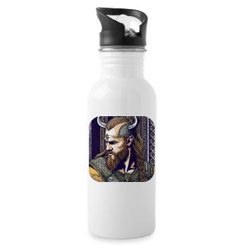 Fier guerrier viking germanique - Gourde avec paille intégrée - blanc - Droite