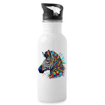 Zebra - Trinkflasche mit integriertem Trinkhalm - Weiß - Rechts
