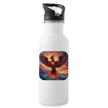 Proud Phoenix of Fire - Water bottle with straw - white - Right